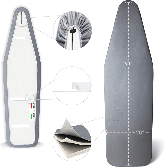 TIVIT Ironing Board Cover 20 x 60, Made in Italy. Pro Grip Pad Covers w/3 - Image 3