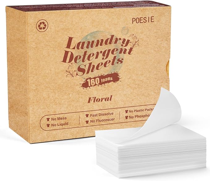 Poesie Laundry Detergent Sheets Floral Scent 160 Count College Dorm Essentials by Poesie