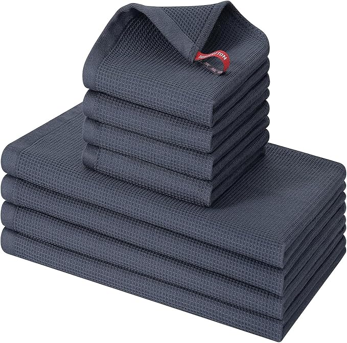 Homaxy 100% Cotton Kitchen Towels and Dishcloths Set by Homaxy