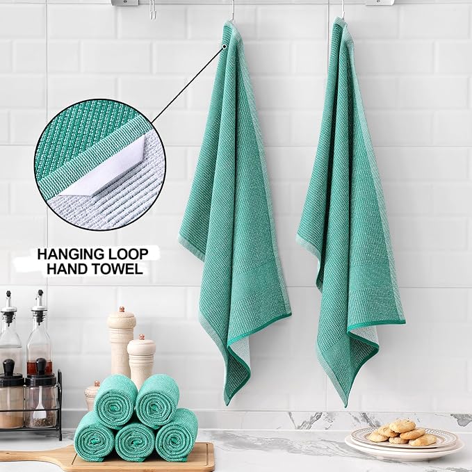 Homaxy Premium Kitchen Towels, Large Cotton Kitchen Hand Towels, Flat and Terry - Image 3