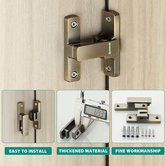 90/180 Degree Flip Latch Gate Latch, Heavy Duty Black Safety Door Lock Enhanced - Image 5