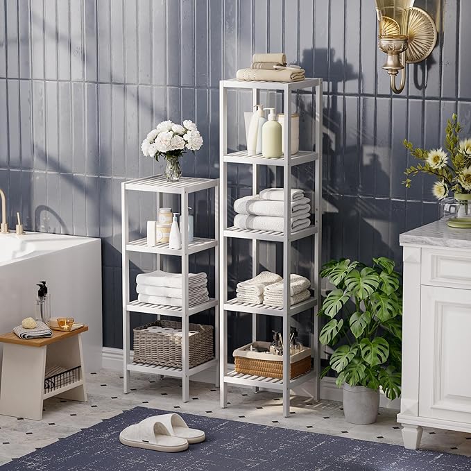 SMIBUY Bathroom Storage Shelf, 4-Tier Bamboo Rack Organizer - Image 4