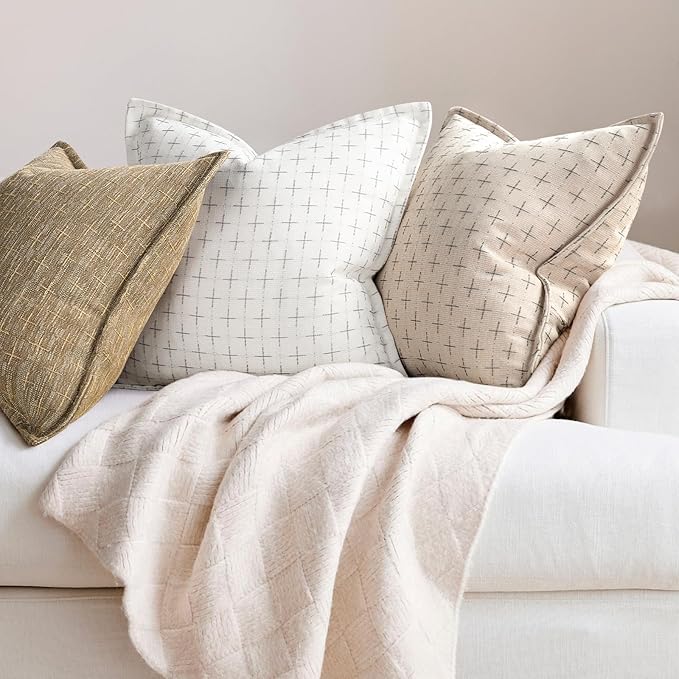 ZWJD Pillow Covers 24x24 Set of 2 Soft Polyester Textured Pillow Covers - Image 4