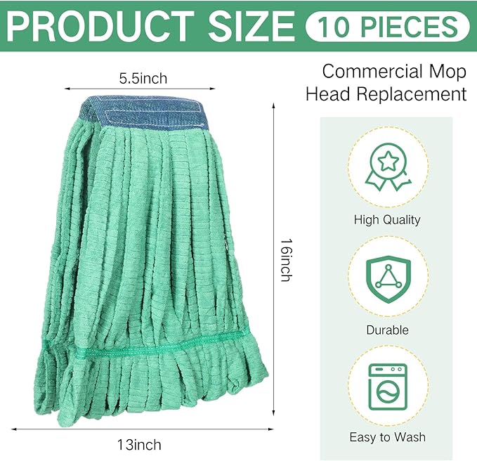 Lallisa 10 Pcs Commercial Mop Head Replacement Tube Microfiber Mop Heads - Image 2