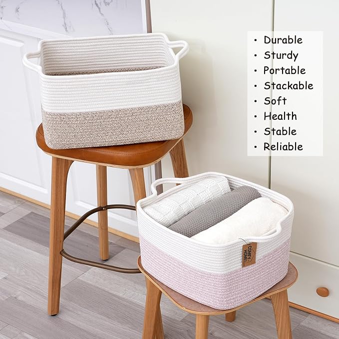 COMFY-HOMI 3-Pack Cotton Rope Woven Basket - Image 6