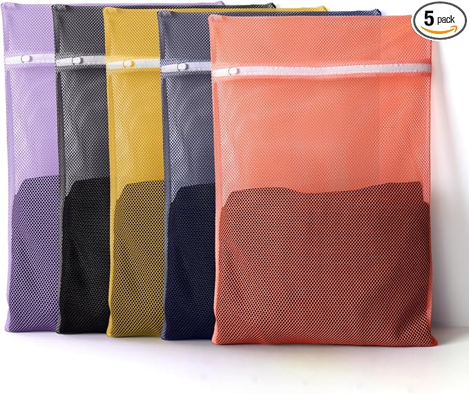 5Pcs Mesh Laundry Bags Sturdy for Delicates, Travel and Organize by OKAKA