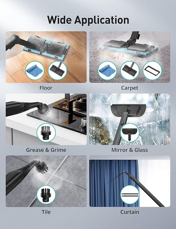 Steam Cleaner, 293°F 58 PSI Powerful Multipurpose Handheld Steam Mop - Image 5