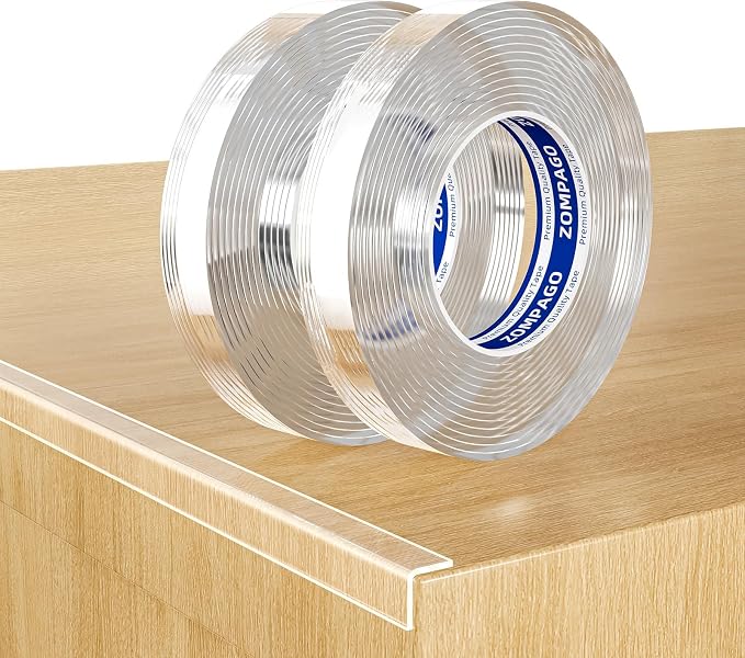 Clear Soft Corner Protectors for Furniture Strip, 0.8in x13FT, 2 RollSharp Edge by ZOMPAGOTape