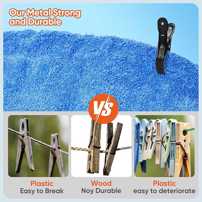 10 Pack Metal Beach Towel Clips, Large Beach Chair Clips - Image 3