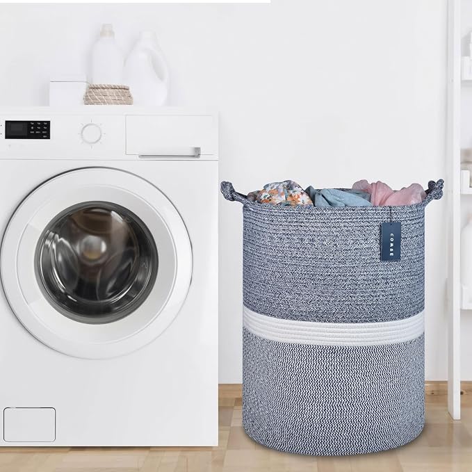 COMSE Extra Large Blanket Basket, Tall Woven Storage Basket, Nursery Hamper - Image 7