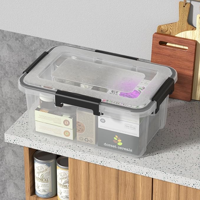 12 Quart Clear Storage Latching Bin, Plastic Pet Food Bins, 6 Packs - Image 5