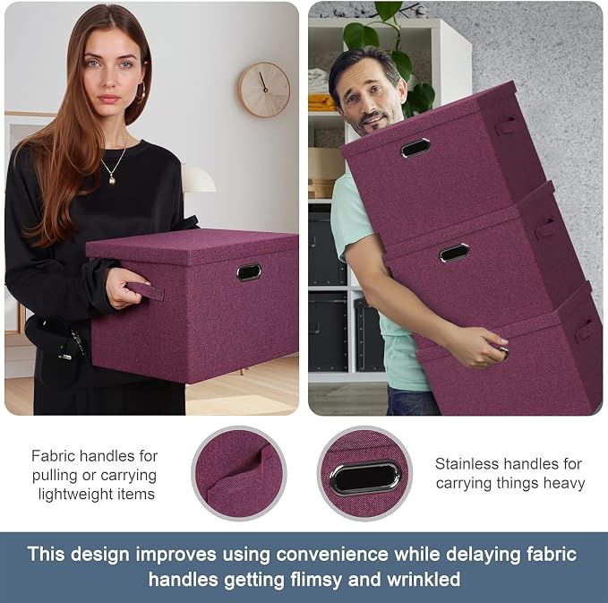 Large 17" 36 Quart Collapsible Stackable Storage Bins - Image 5
