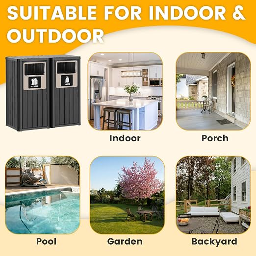 2pcs Outdoor Trash Can Waterproof Resin Garbage Can - Image 8