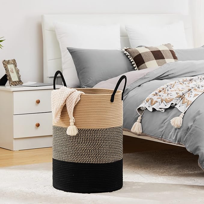 Fiona's magic 58L Large Woven Laundry Hamper, Tall Cotton Rope Laundry Basket - Image 7