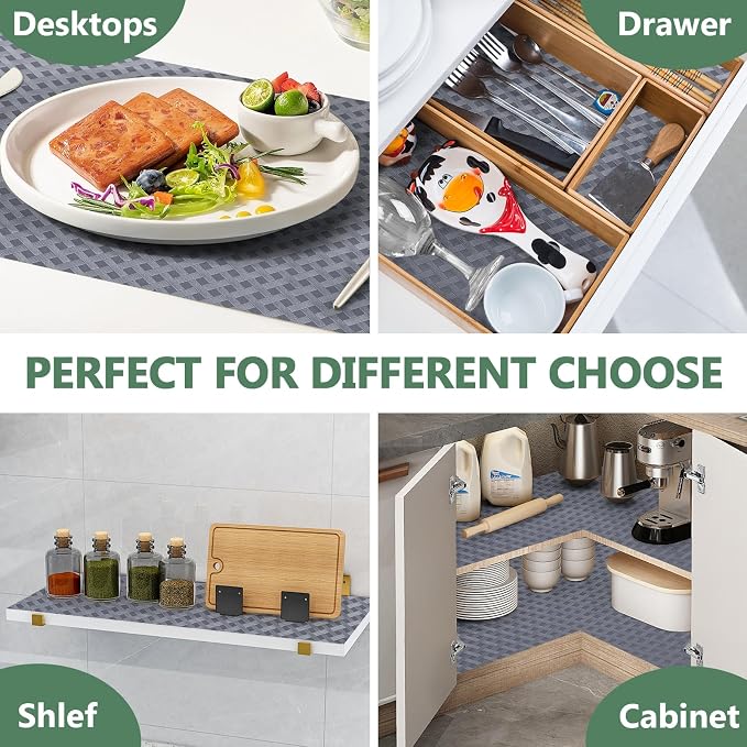 Shelf Liners, Non-Adhesive Drawer Liner, Waterproof & Oil-Proof Kitchen Cabinet - Image 6