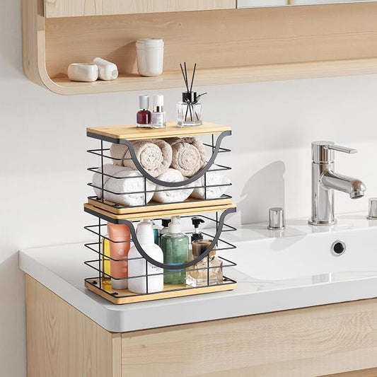 Extra Large Trash Bag Holder Stackable Kitchen Storage, 2 Pack Wall Mounted - Image 2