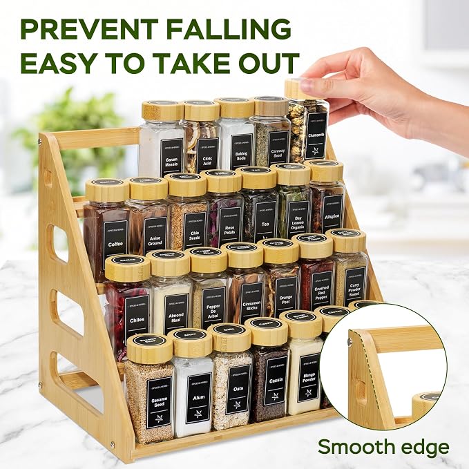 4 Tier Bamboo Spice Rack Organizer - Image 2