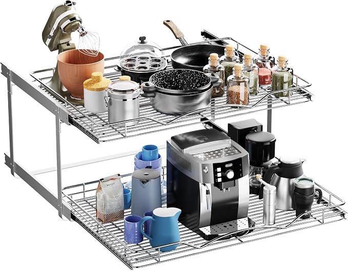 HOLDN’ STORAGE Two Tier Pull Out Cabinet Organizer, Individual Sliding Drawers by HOLDN%E2%80%99STORAGE