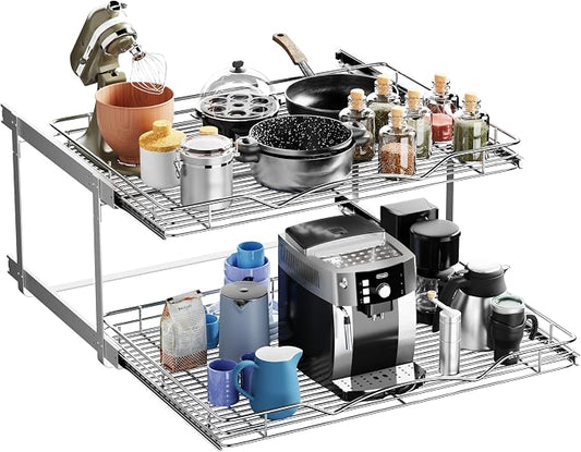 HOLDN’ STORAGE Two Tier Pull Out Cabinet Organizer, Individual Sliding Drawers by HOLDN%E2%80%99STORAGE