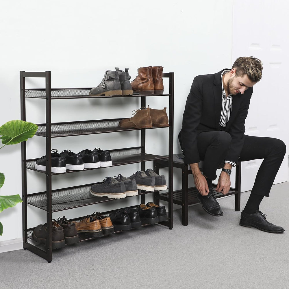 SONGMICS Metal Shoe Rack, 5-Tier Shoe Orgainzer, Holds 20-25 Pairs