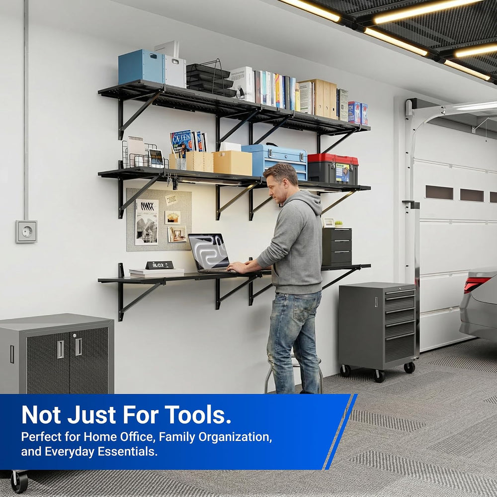 FLEXIMOUNTS 2-Pack 1x6ft Wall Mounted Garage Shelving, 14x68-inch