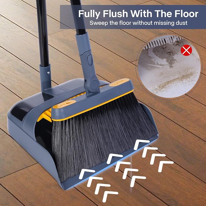 JEHONN Broom and Dustpan Set for Home, 54 Inches Long Handle Lightweight 180 - Image 3