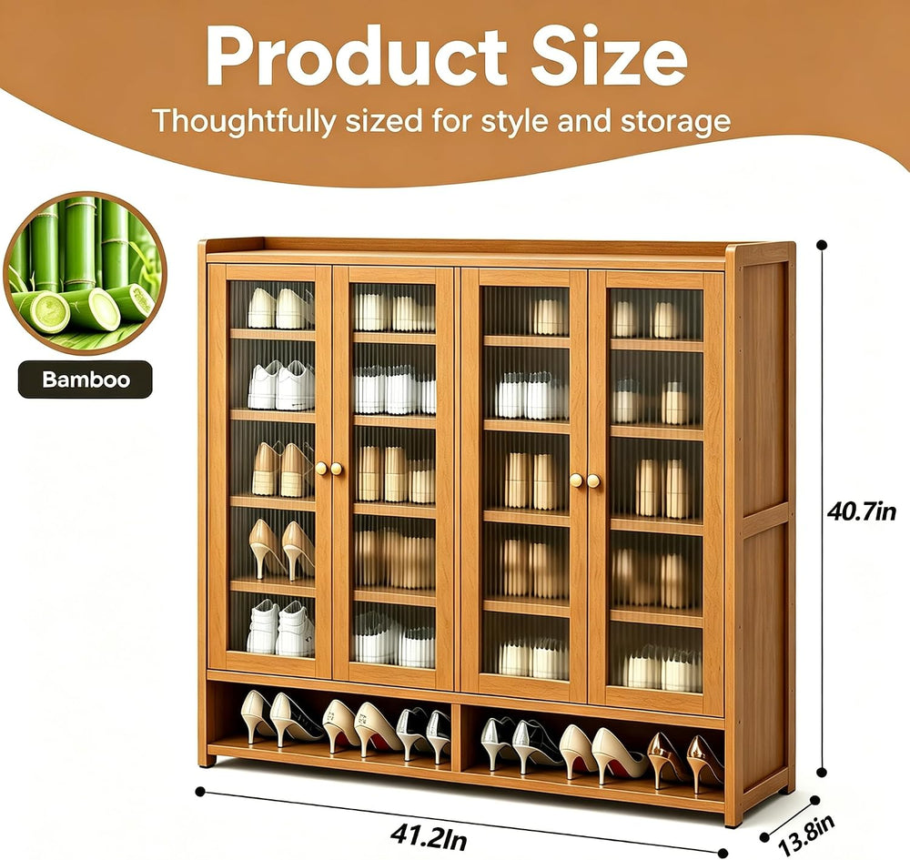 qeknxks7-Tier Bamboo Shoe Cabinet，Shoe Storage Cabinet with Doors, 25-30 Pair...