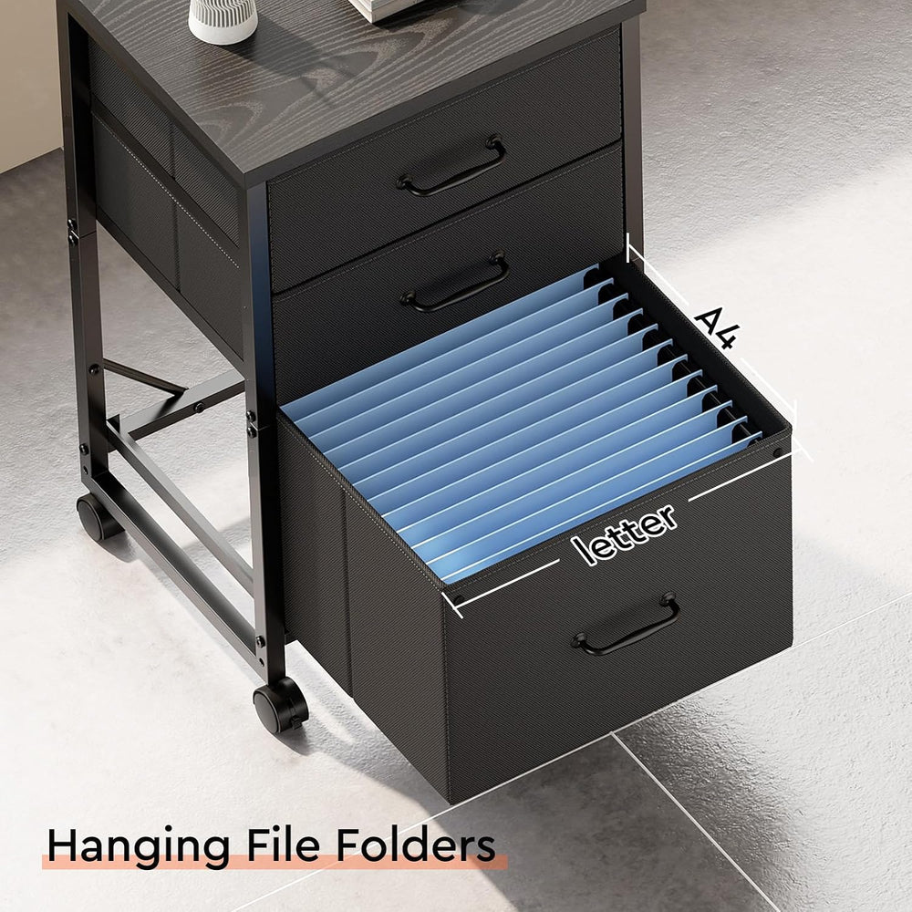 Maihail 3 Drawer File Cabinet on Wheels Fits A4 Size for Home Office