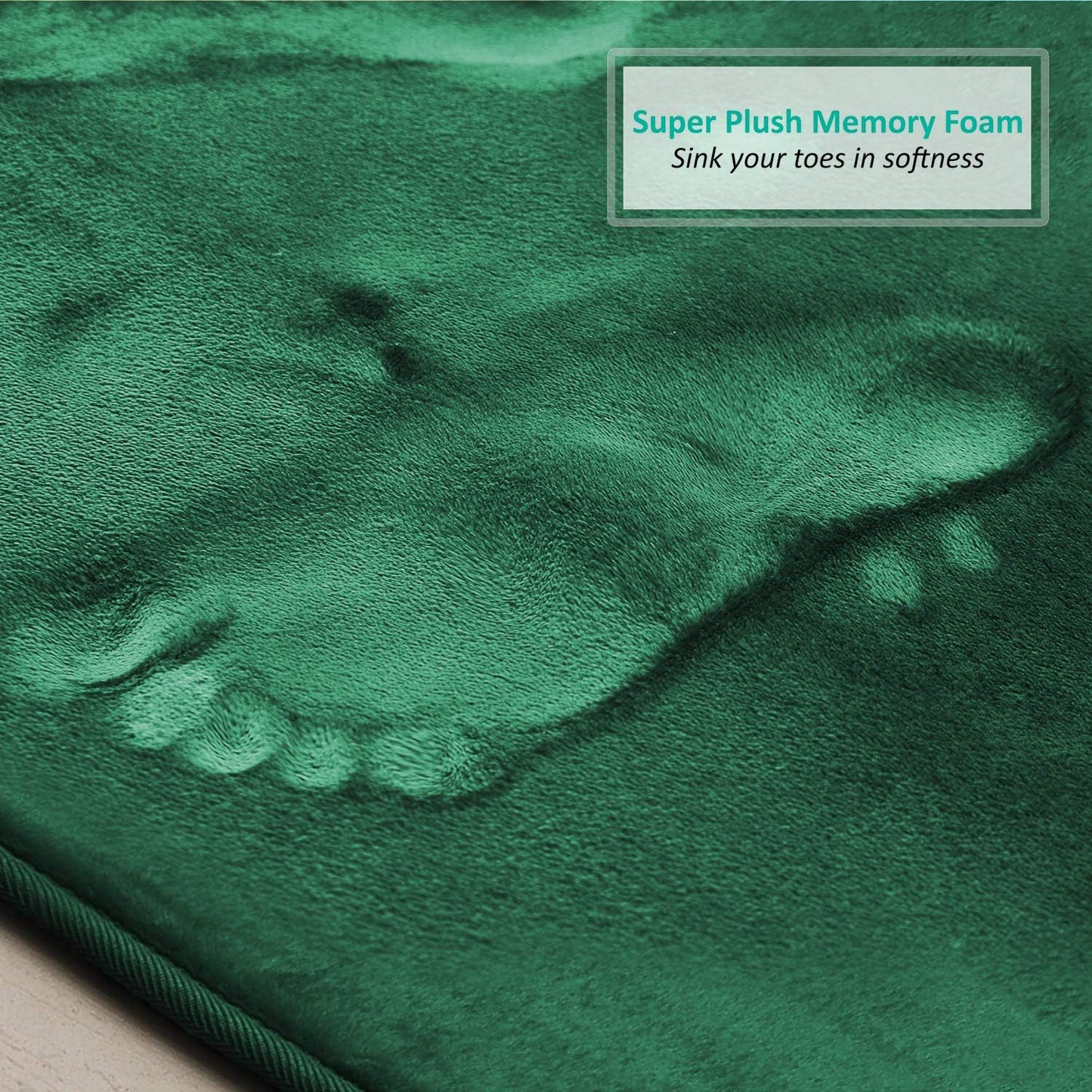 Clara Clark 3 Piece Bathroom Rugs Bath Mat Set, Velvet Memory Foam Bath Mats for Bathroom - Non-Slip, PVC Backing Bath Rugs, Washable - Dries Quickly, Green