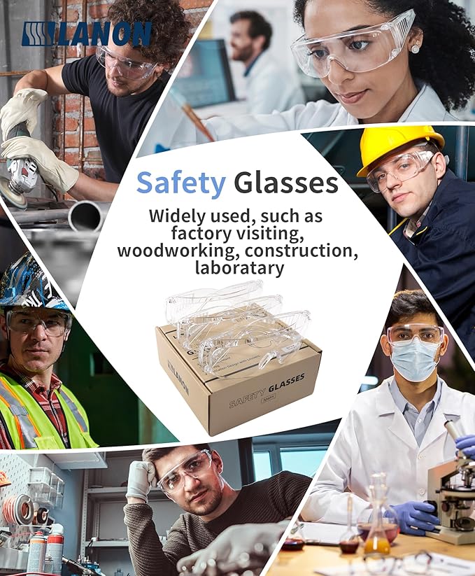LANON 3 Pack Safety Glasses Over Eyeglasses, ANSI Z87.1 Standard, Anti-Fog & - Image 6