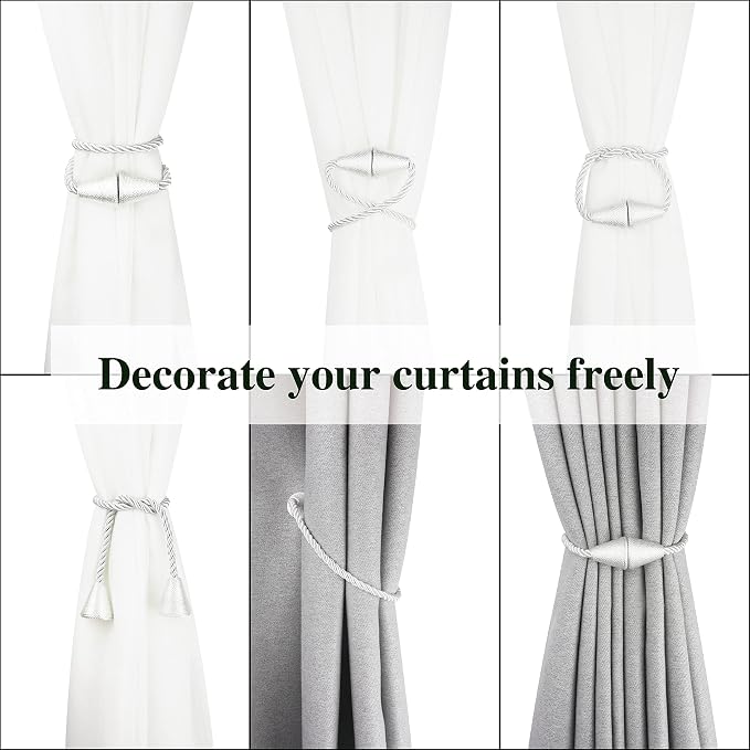 6 Pack Magnetic Curtain Tiebacks Rope Modern Handmade Curtain Tie Backs - Image 5