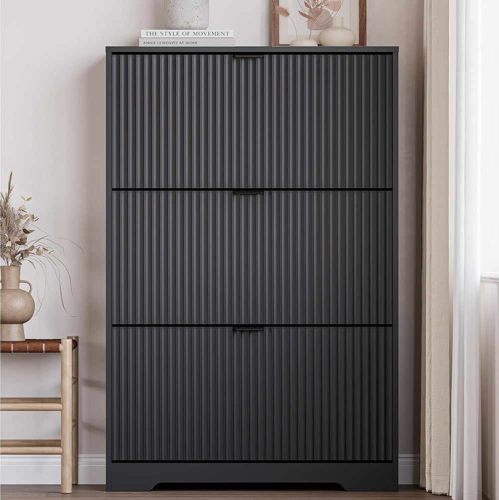BORNOON Entryway Shoe Cabinet with 3 Flip Drawers, Narrow Shoe Organizer Cabi...
