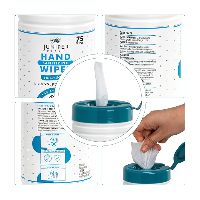 1 Pack Hand Sanitizing Wipes, Alcohol Free 75 Count Canister Disposable Hand - Image 7