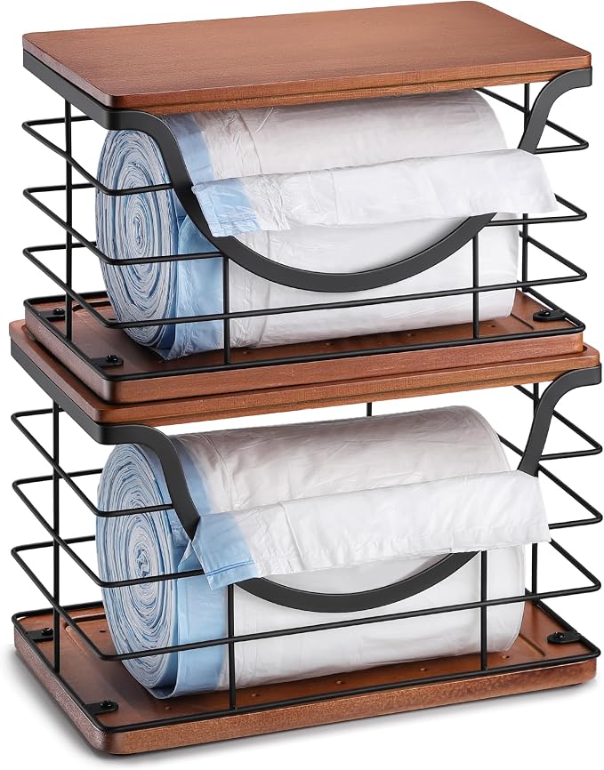 Extra Large Trash Bag Holder Stackable Kitchen Storage, 2 Pack Wall Mounted by YAFFWA