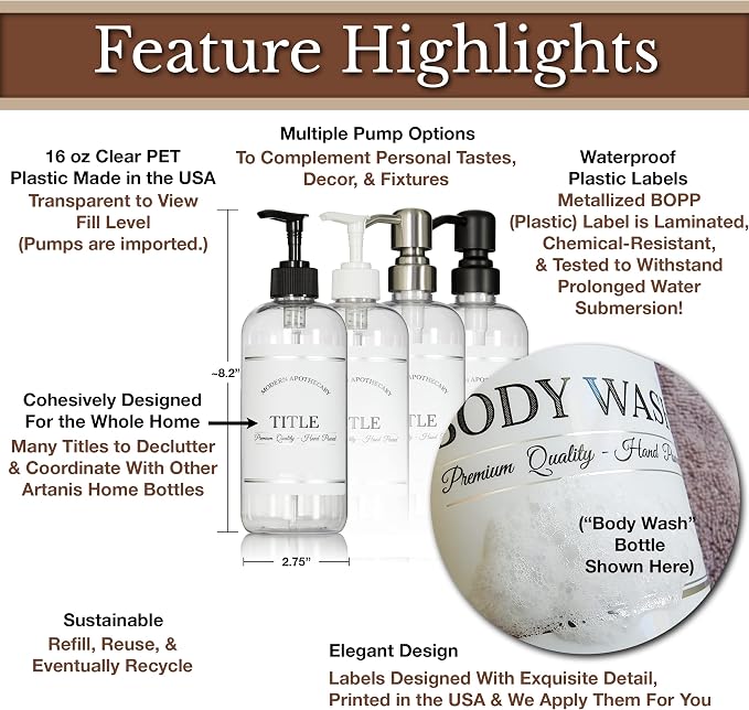 Clear Refillable Shampoo and Conditioner Bottles - Image 4