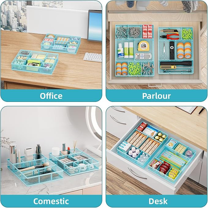 Marbrasse 2 Pack Desk Drawer Organizer, Mesh Drawer Organizer Tray - Image 3