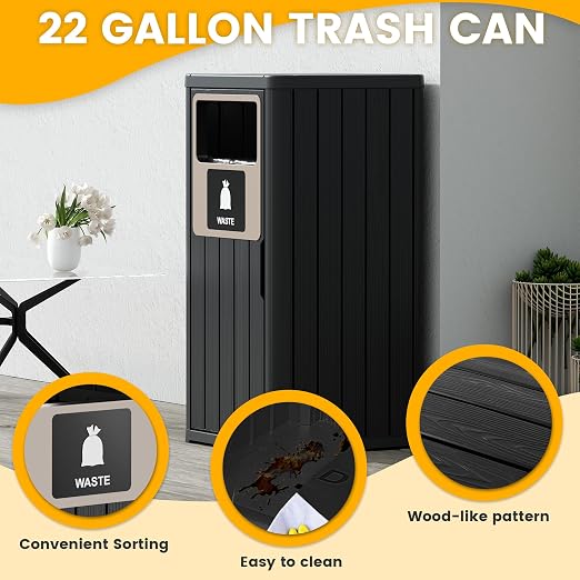 22 Gallon Outdoor Trash Can Waterproof Resin Garbage Can - Image 4