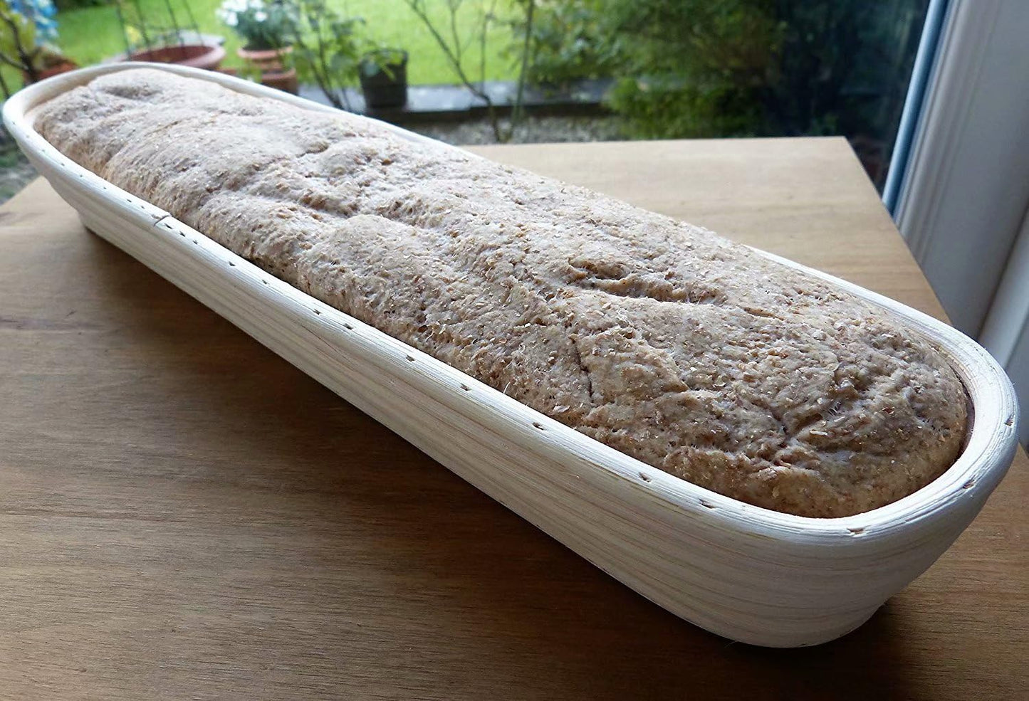 15 inches Baguette Banneton Bread Proofing Basket and Linen Liner Set 2 Pack, Sourdough Proofing Basket Round Proofing Bowls Handmade Rattan Baskets Perfect for Professional & Home Bread Baking