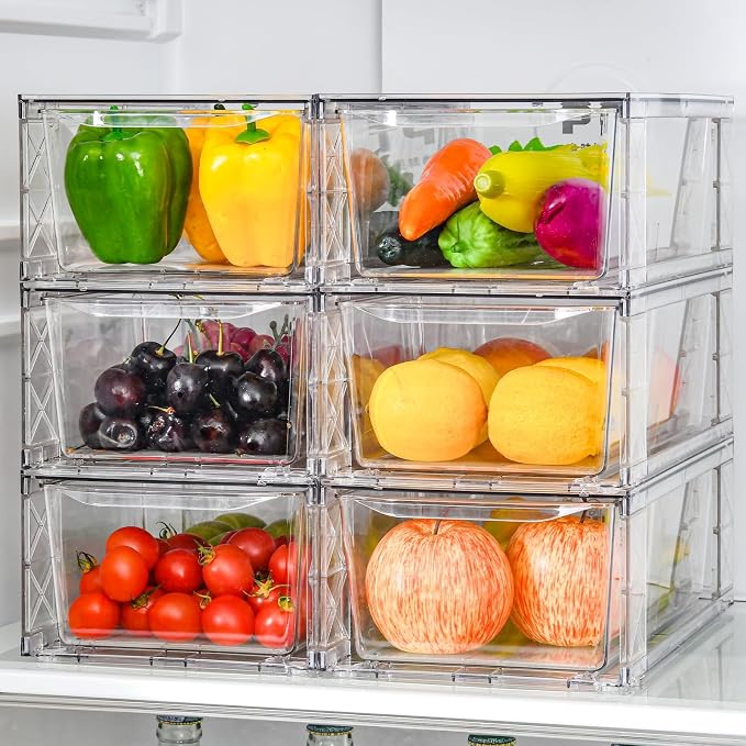 6Pack Pantry Organizers and Storage, Foods Organizer Bins by Clemate