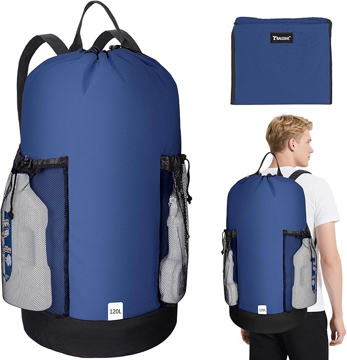 BALEINE 120L Laundry Bag Backpack, 900D Oxford Fabric Large Travel Laundry Bags by BALEINE