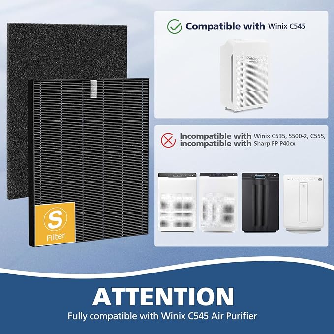 2 Pack C545 HEPA Smoke Replacement Filter S Compatible - Image 2
