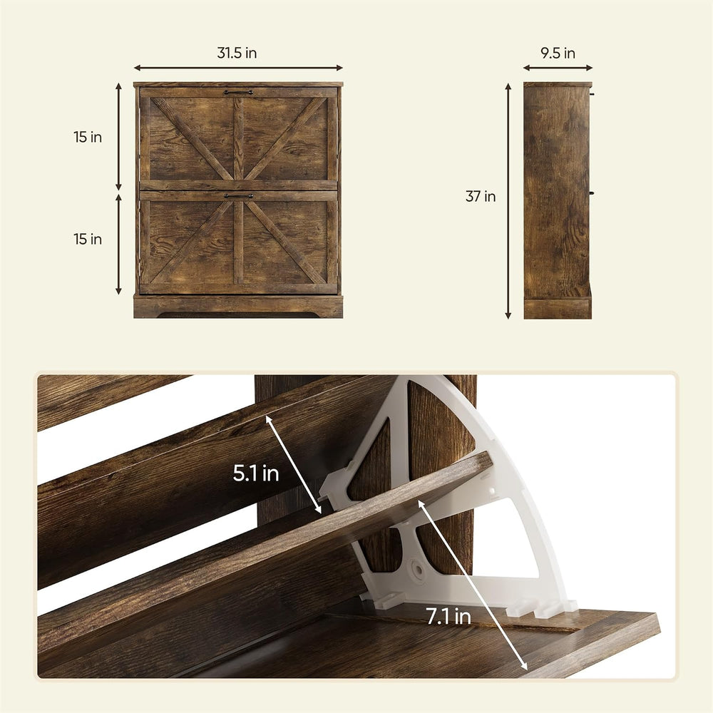 Semiocthome Farmhouse Shoe Storage Cabinet with 2 Flip Drawers, 31.5"(W)...