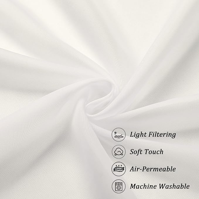 Chyhomenyc Ivory Sheer Curtains 108 Inch Long 2 Panels Set, Light Filtering - Image 9