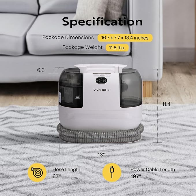 VIVOHOME Portable Multipurpose Carpet Cleaner Machine, 15s Fast Heating Spot - Image 6