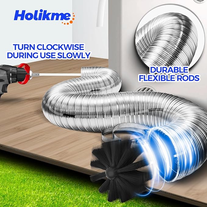 Holikme 50 Feet Dryer Vent Cleaner Kit Lint Remover Flexible Dryer Vent - Image 2