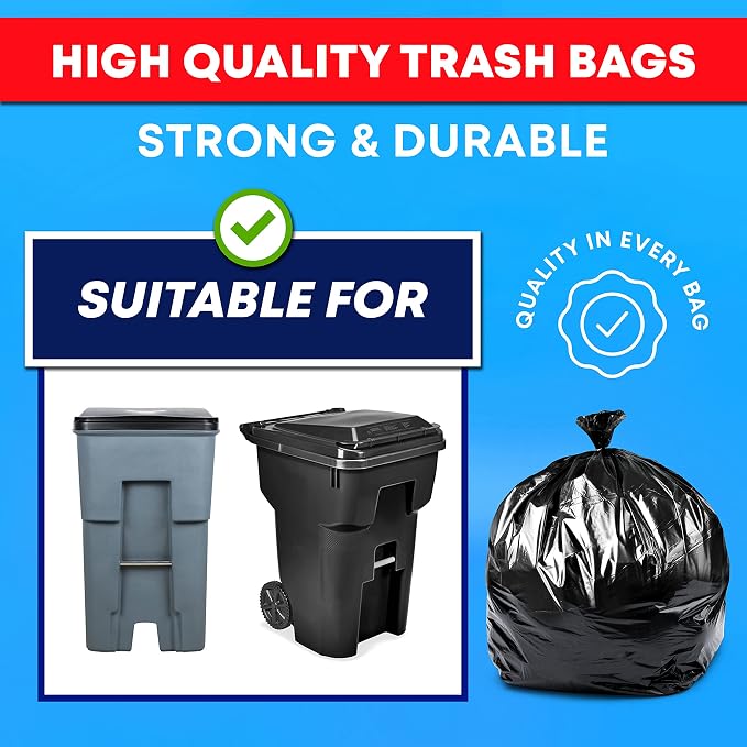 Veska 65 Gallon Trash Bags for Toter, Extra Large 64 Gallon Heavy Duty - Image 4
