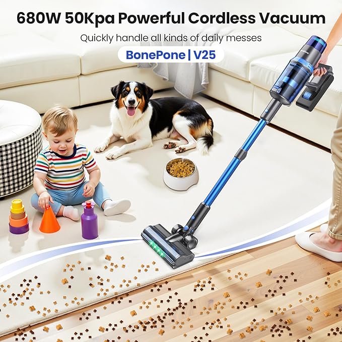 V25 Cordless Vacuum Cleaner, 680W 60Kpa Powerful Stick Vacuum - Image 2