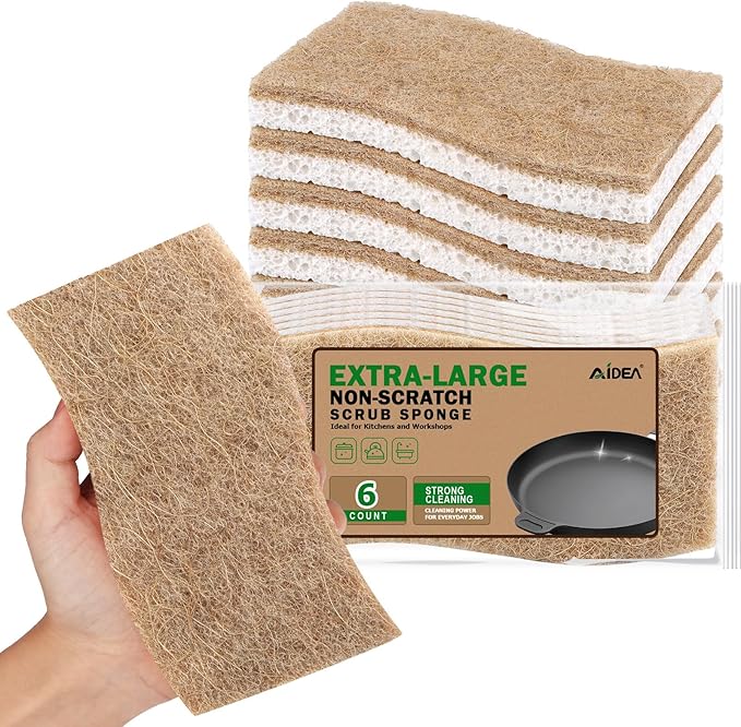 AIDEA XL Scrub Sponges Non-Scratch, Large Natural Sponge by AIDEAHOME