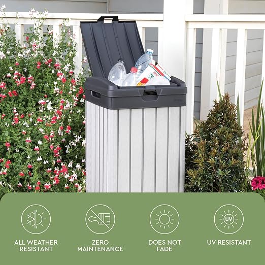 Keter Rockford Resin 38 Gallon Outdoor Kitchen Trash Can - Image 12
