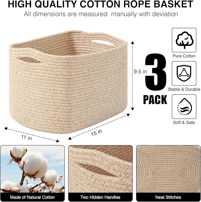 Decorative Storage Baskets for Organizing Shelves, Toy Basket for Nursery - Image 3